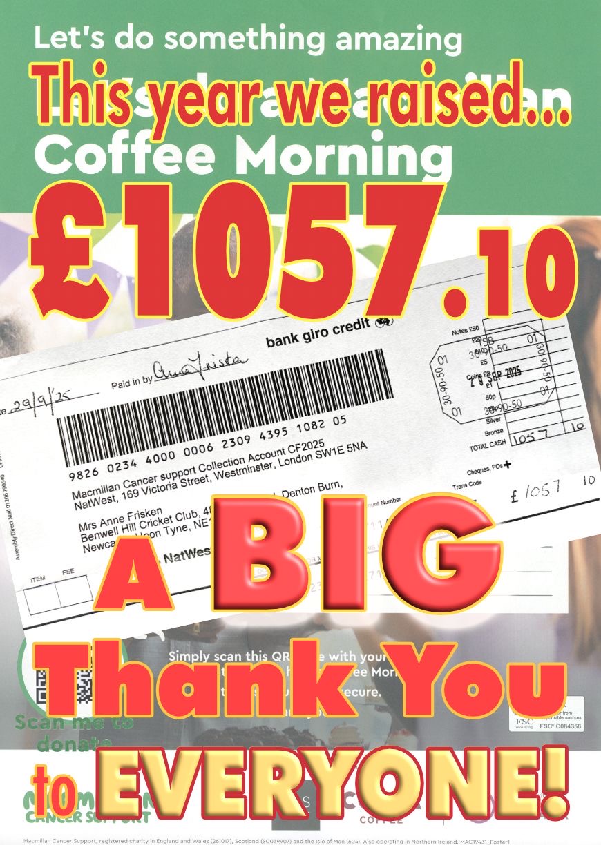 Over £1000 raised at Benwell Hill Macmillan Coffee Morning - thanks to all involved